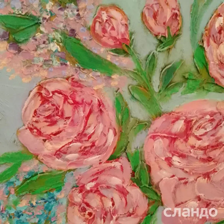Картина маслом натюрморт Розы